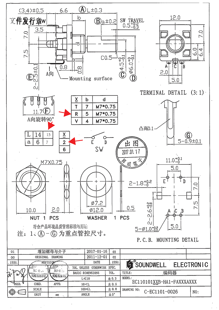 ec11型編碼器帶開關(guān)規(guī)格書